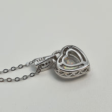 Load image into Gallery viewer, White Created Opal Heart Necklace, Sterling Silver