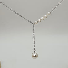 Load image into Gallery viewer, Bead Pearl Necklace, Sterling Silver