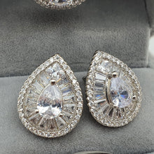 Load image into Gallery viewer, Tear-drop Cubic-zirconia Earrings, Sterling Silver