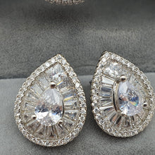 Load image into Gallery viewer, Tear-drop Cubic-zirconia Earrings, Sterling Silver