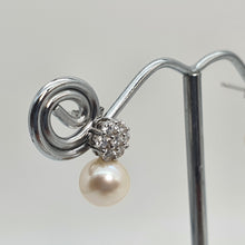 Load image into Gallery viewer, Round Freshwater Pearl Floral Earring, Sterling Silver