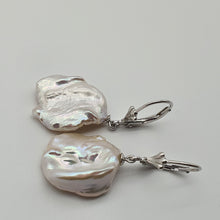 Load image into Gallery viewer, Freshwater Coin Pearl Hook Earrings, Sterling Silver