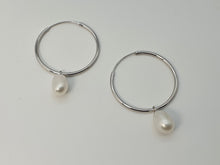 Load image into Gallery viewer, Freshwater Pearl Charm With Hoop Earring, Sterling Silver