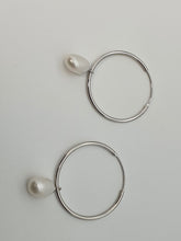 Load image into Gallery viewer, Freshwater Pearl Charm With Hoop Earring, Sterling Silver