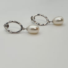 Load image into Gallery viewer, Freshwater Pearl Hoop For look Earrings, Sterling Silver