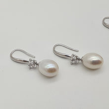 Load image into Gallery viewer, Multi_coloured Freshwater Pearl Hook Earrings, Sterling Silver