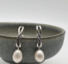 Load image into Gallery viewer, Freshwater Pearl Infinity Stud Earring, Sterling Silver