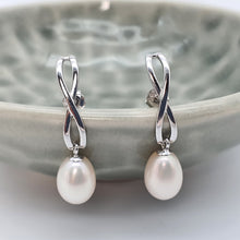 Load image into Gallery viewer, Freshwater Pearl Infinity StudEarring, Sterling Silver