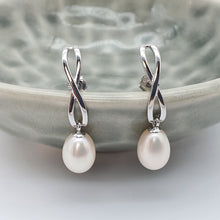Load image into Gallery viewer, Freshwater Pearl Infinity Stud Earring, Sterling Silver