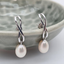 Load image into Gallery viewer, Freshwater Pearl Infinity Stud Earring, Sterling Silver