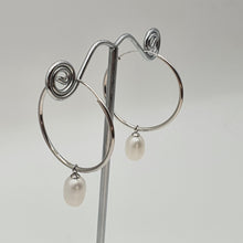 Load image into Gallery viewer, Freshwater Pearl Charm With Hoop Earring, Sterling Silver