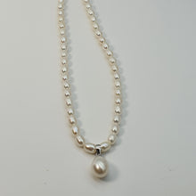 Load image into Gallery viewer, Feshwater Cultured Pearl Strand With Pendant , Sterling Silver Fower Clasp