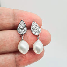 Load image into Gallery viewer, Freshwater Pearl Teardrop Earring, Sterling Silver