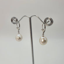 Load image into Gallery viewer, Edison Baroque Pearl Antique Hook Earrings, Sterling Silver
