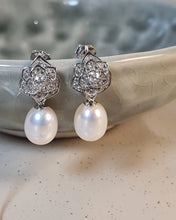 Load image into Gallery viewer, Freshwater Cultured Drop Pearl Earrings, Sterling Silver
