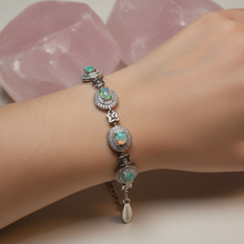 Load image into Gallery viewer, Natural Australians Opal Gemstones Bracelet, Sterling Silver
