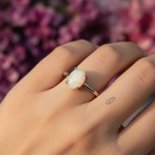 Load image into Gallery viewer, Natural Light Opal Ring, Sterling Silver
