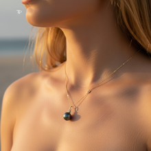 Load image into Gallery viewer, Tahitian (Black) Pearl &amp; Diamonds Pendant, 18k Yellow Gold
