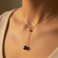 Load image into Gallery viewer, Tahitian and Akoya Pearl Necklace, 18K Yellow Gold
