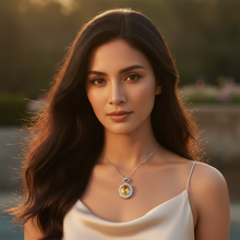 Load image into Gallery viewer, Vintage Style Citrine Gemstone Necklace, Sterling Silver
