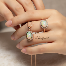 Load image into Gallery viewer, Vintage Style Natural Opal Jewellery Set, Sterling Silver
