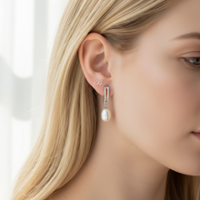Load image into Gallery viewer, Freshwater Drop Pearl Bridal Earrings, Sterling Silver
