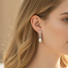 Load image into Gallery viewer, Freshwater Drop Pearl Bridal Earrings, Sterling Silver
