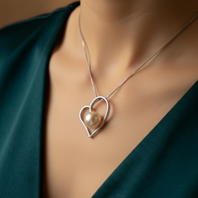 Load image into Gallery viewer, Heart &amp; Freshwater Pearl Pendant, Sterling Silver
