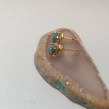 Load image into Gallery viewer, Green Created Opal Stud Earrings, Sterling Silver
