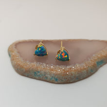 Load image into Gallery viewer, Green Created Opal Stud Earrings, Sterling Silver
