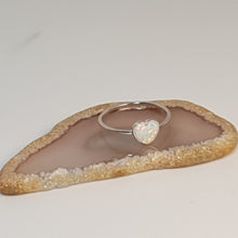 Load image into Gallery viewer, Heart Shape White Created Opal, Sterling Silver
