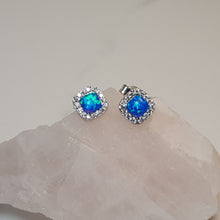 Load image into Gallery viewer, Lab Created Opal Stud Earrings, Sterling Silver
