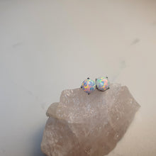 Load image into Gallery viewer, Round Created White Opal Stud Earring, Sterling Silver
