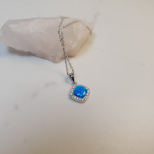 Load image into Gallery viewer, Created Diamond Opal Necklace , Sterling Silver
