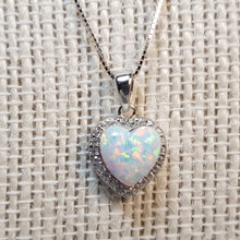 Load image into Gallery viewer, White Created Opal Necklace, Sterling Silver
