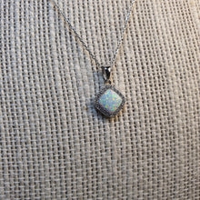 Load image into Gallery viewer, Created Diamond Opal Necklace , Sterling Silver
