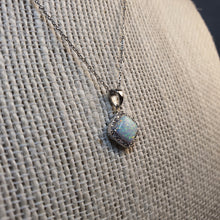 Load image into Gallery viewer, Created Diamond Opal Necklace , Sterling Silver
