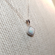 Load image into Gallery viewer, Created Diamond Opal Necklace , Sterling Silver
