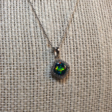 Load image into Gallery viewer, Created Diamond Opal Necklace , Sterling Silver
