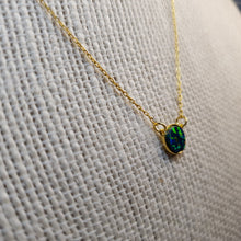 Load image into Gallery viewer, Round Created Opal Necklace, Sterling Silver

