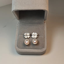 Load image into Gallery viewer, Floral Mother Of Pearl &amp; Drop Pearl Earrings, Sterling Silver
