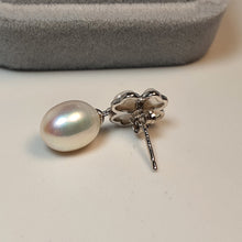 Load image into Gallery viewer, Floral Mother Of Pearl &amp; Drop Pearl Earrings, Sterling Silver
