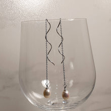 Load image into Gallery viewer, Freshwater Drop Pearl Thread Earrings, Sterling Silver
