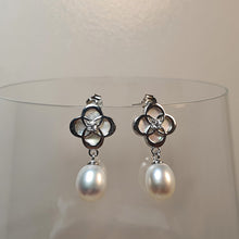Load image into Gallery viewer, Freshwater Drop Pearl Floral Earring, Sterling Silver
