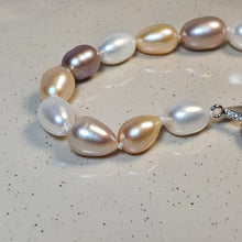 Load image into Gallery viewer, Multi-coloured Freshwater Drop Pearl Bracelet, Sterling Silver

