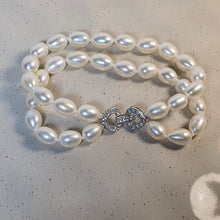Load image into Gallery viewer, Freshwater Double Strand Pearl Bracelet, Sterling Silver
