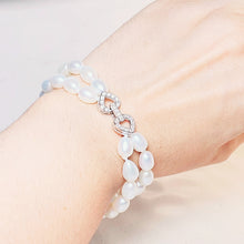 Load image into Gallery viewer, Freshwater Double Strand Pearl Bracelet, Sterling Silver
