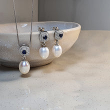 Load image into Gallery viewer, Freshwater Drop Pearl Necklace &amp; Earrings Set, Sterling Silver
