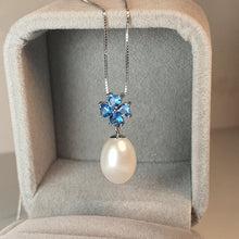 Load image into Gallery viewer, Large Drop Pearl Pendant + Chain, Sterling Silver
