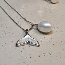 Load image into Gallery viewer, Freshwater Whale Tail &amp; Drop Pearl Set, Sterling Silver
